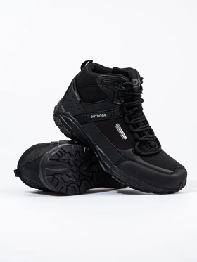 Sznurowane buty trekkingowe z wysoką cholewką męskie DK Softshell czarne